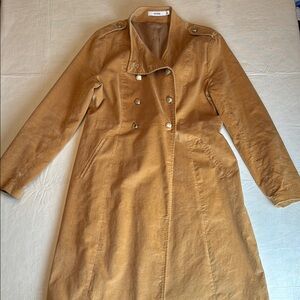 JustFab Women's Camel Double-Breasted Long Lined Coat Size XL